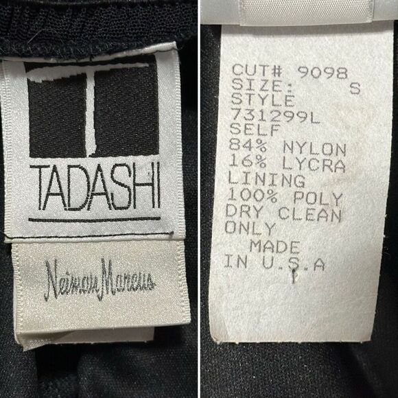 Vtg Tadashi Black Mesh Ruched Maxi Dress S Gothic Vampire Fairygoth Witchy - Picture 9 of 12